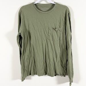 🤍 Everlane Uniform Mens Olive Green Long Sleeve Tee Relaxed Fit Size M Capsule 🤍